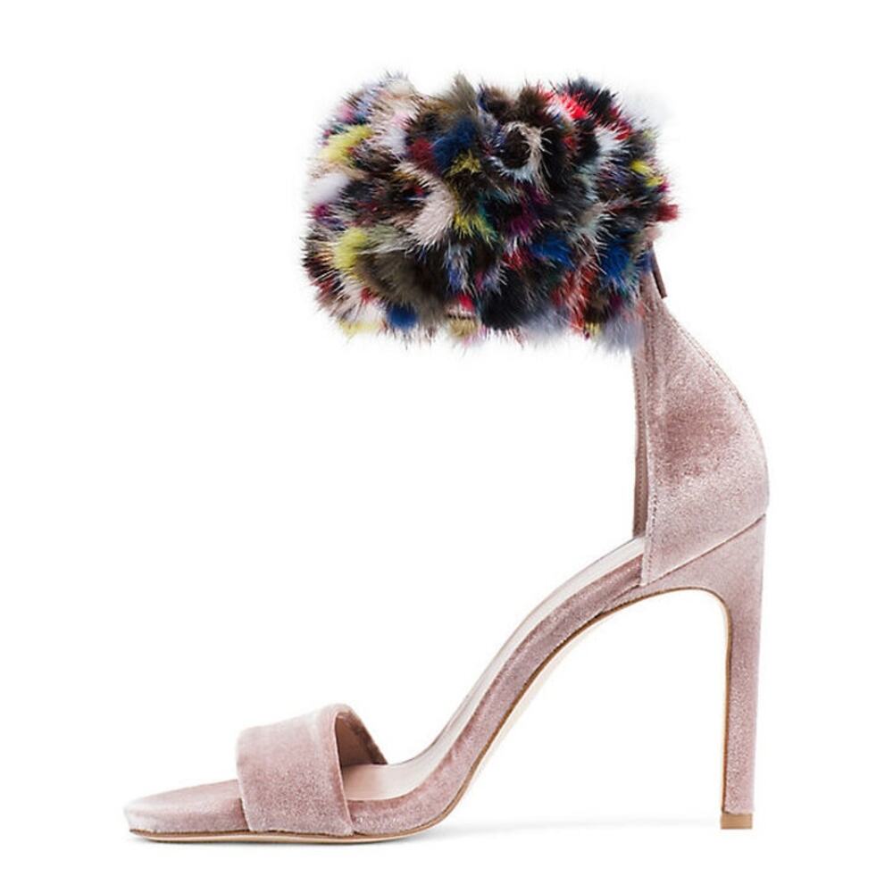 Stuart Weitzman Snowbiz Mink Pink Velvet Stiletto Heel Womens Size 7 - Picture 15 of 15